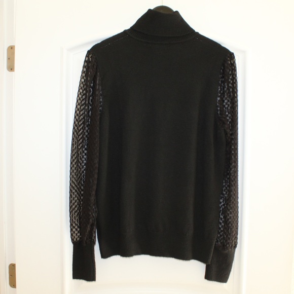 Marled black turtleneck with sheer sleeves (women’s XL) (NWT) - Picture 5 of 9